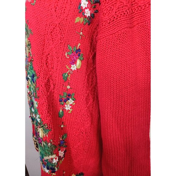 Vintage Heirloom Collectibles Heavily Embroidered Christmas Tree Sweater READ - Picture 4 of 6